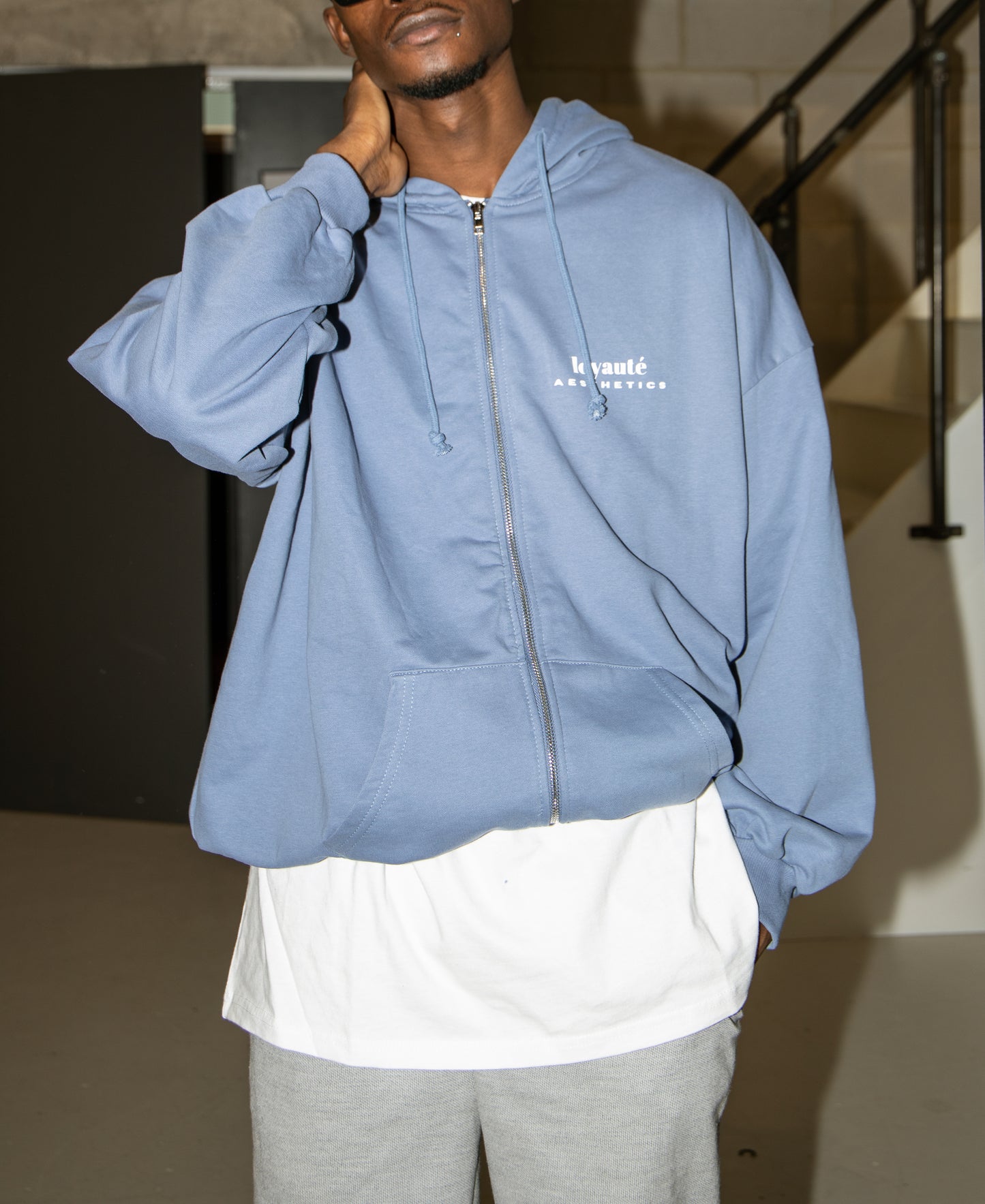 PREMIER OVERSIZED ZIP HOODIE | SOFT BLUE