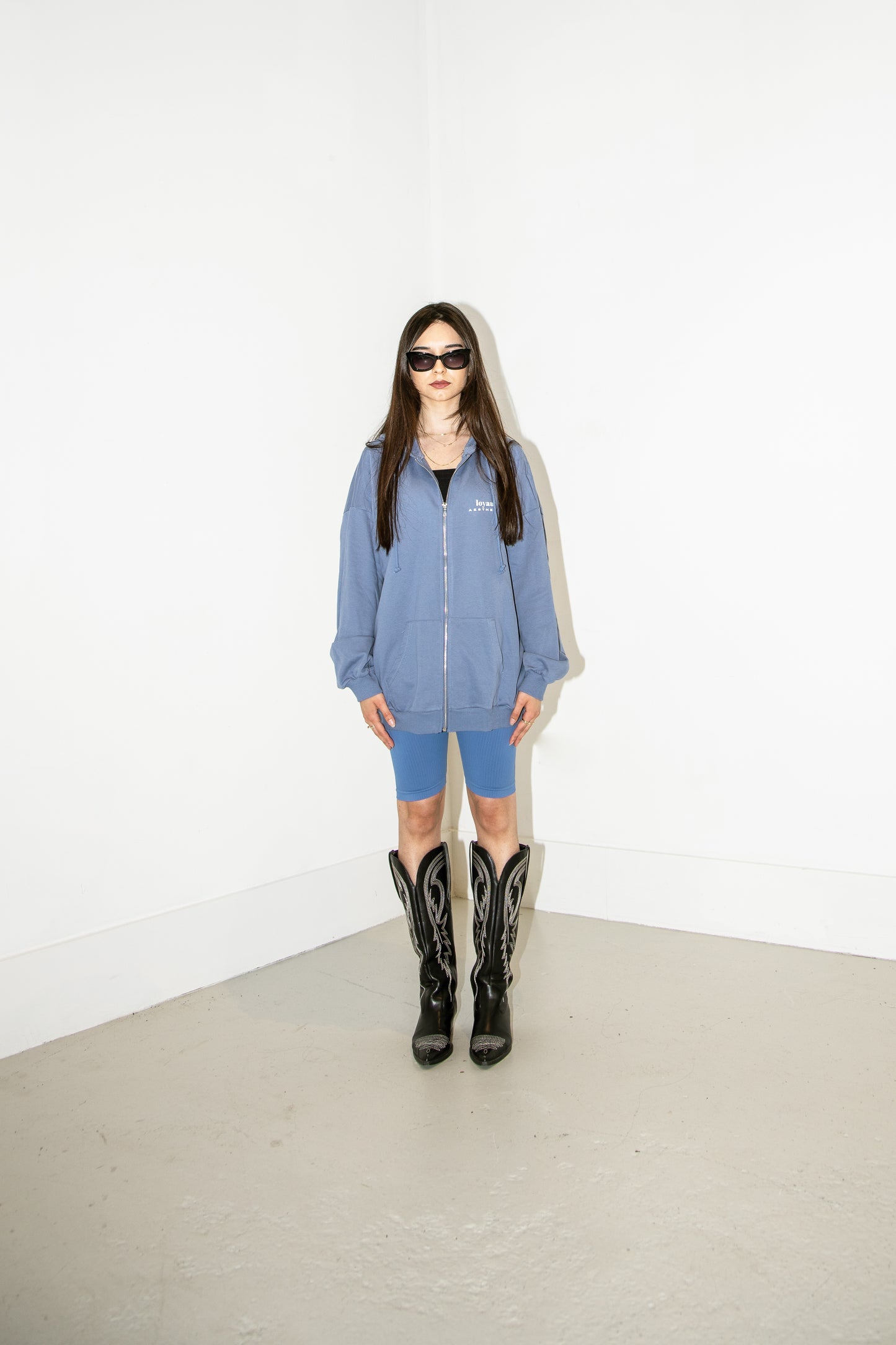 PREMIER OVERSIZED ZIP HOODIE | SOFT BLUE