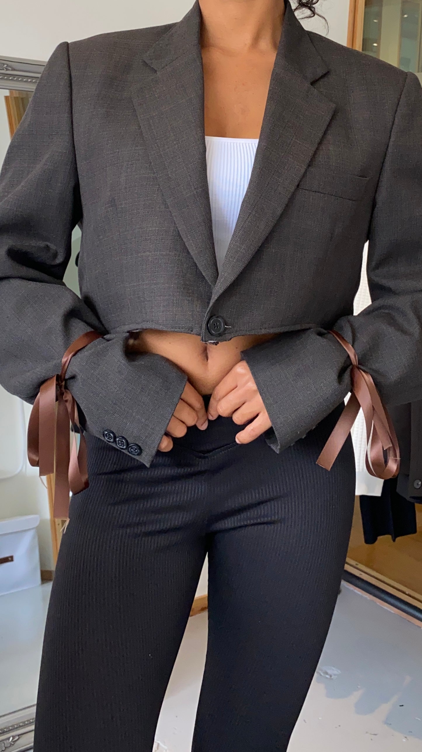 BROWN CROPPED BLAZER