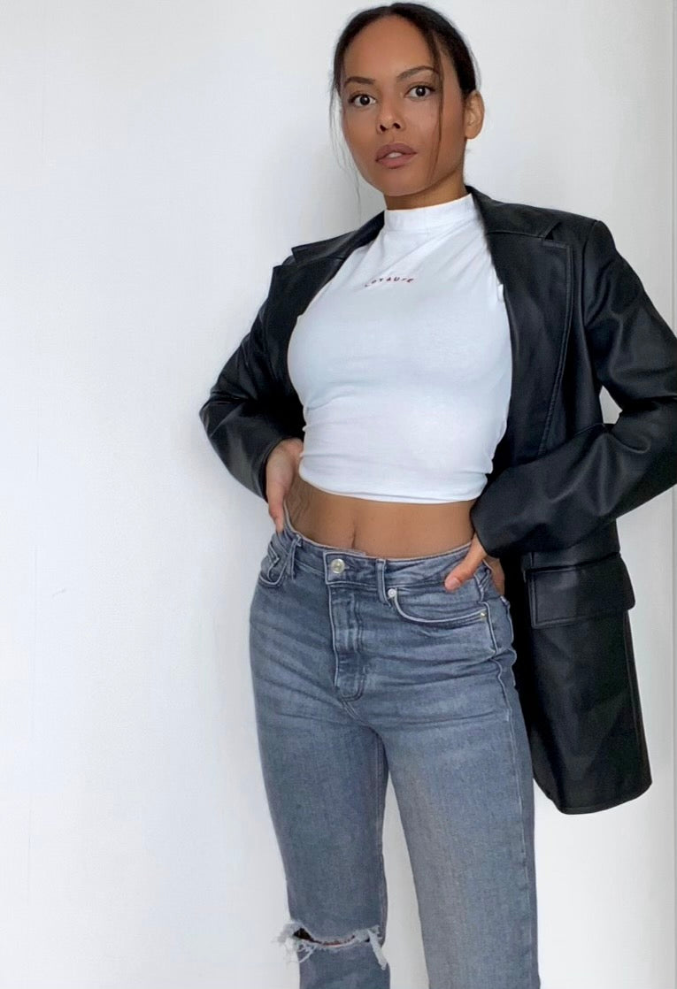 SLEEVELESS TURTLENECK TOP - WHITE