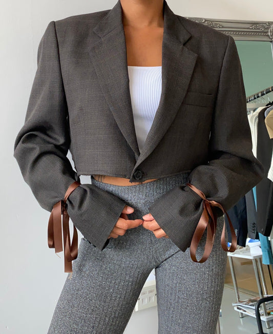 BROWN CROPPED BLAZER