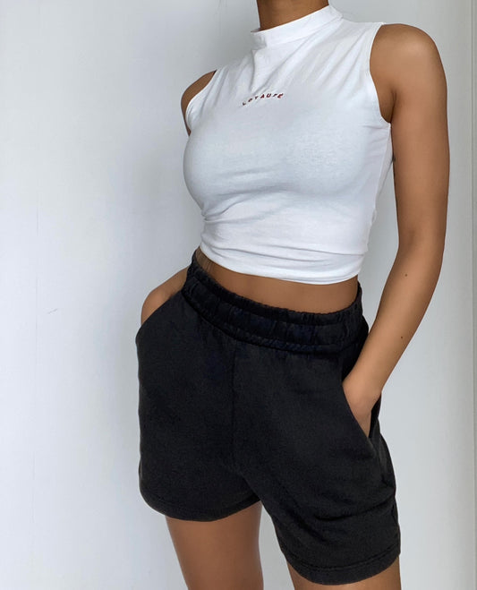 SLEEVELESS TURTLENECK TOP - WHITE